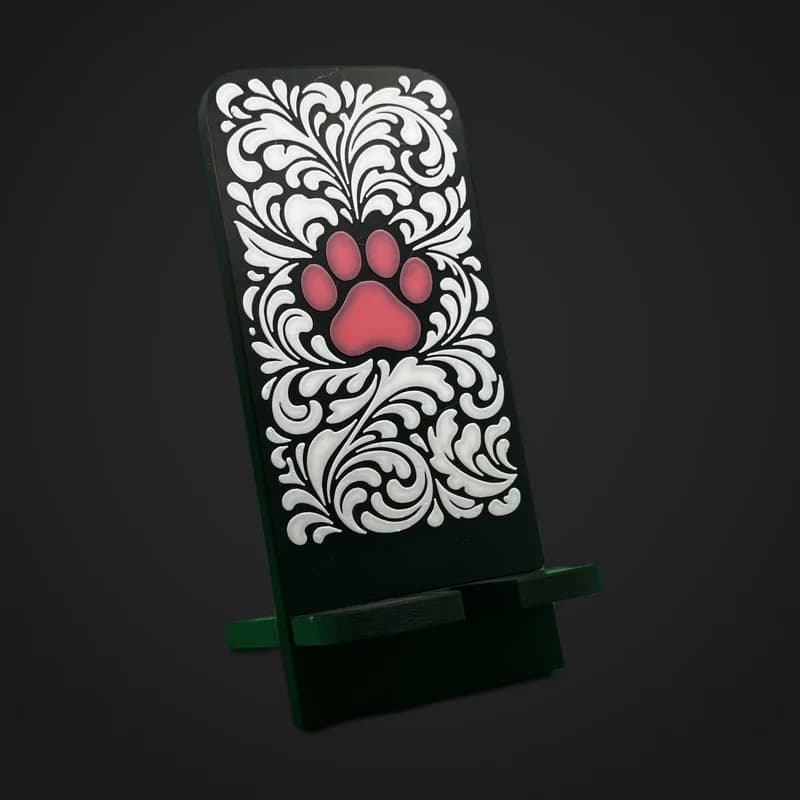 Phone Stand - Tooled Dog Paw